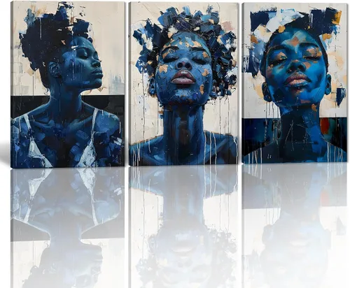 Vista 52 de MAMAGO Lienzo decorativo para pared, pintura de belleza dorada y negra, fotos de mujeres africanas, hermosos pósteres de mujer negra, impresiones