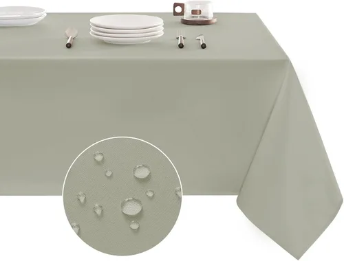 Vista 9 de Veblandy Mantel rectangular impermeable, a prueba de derrames y sin arrugas, de tela lavable, para decoración de mesa de cocina y comedor, funda