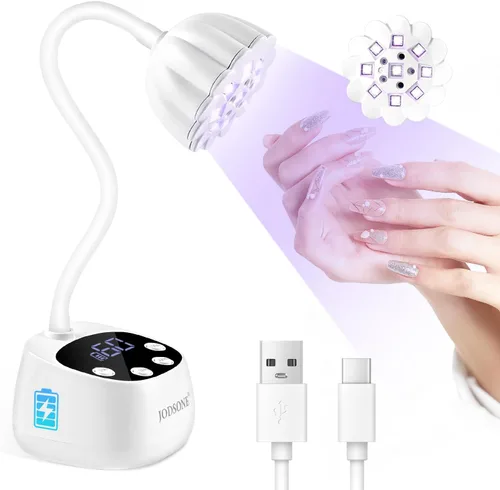Vista 10 de JODSONE Lámpara de uñas UV de curado rápido, lámpara de cuello de cisne portátil y flexible con diseño ajustable de 360°, secadora LED recargable