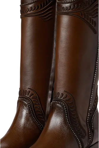 Vista 6 de Cuadra Botas altas de mujer en piel bovina con cremallera marrón