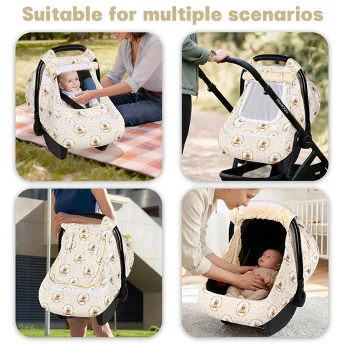 Vista 8 de Hooyax Funda de asiento de automóvil para bebé con doble cremallera, toldo de malla extra grande para asiento de automóvil, protección contra todas