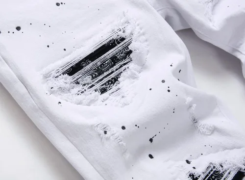 Vista 5 de OIIIO Jeans elásticos rasgados de ajuste regular para hombre