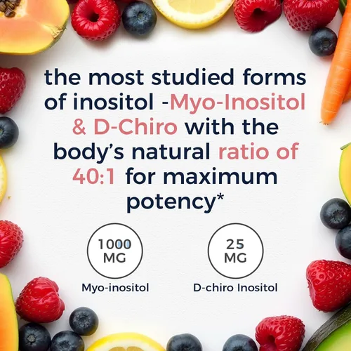 Vista 3 de Vitalitown Suplemento de inositol para mujeres, mio-inositol y D-chiro inositol, proporción ideal 40:1, equilibrio hormonal y apoyo ovárico