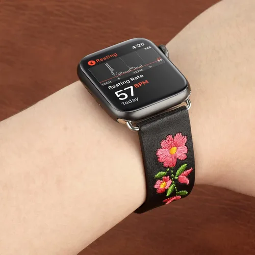 Vista 5 de Correas de reloj de cuero para Apple Watch de 1.732 in 1.496 in 1.575 in 1.614 in 1.654 in 1.772 in 1.929 in Personalidad bordado elegante pulseras