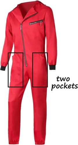 Vista 3 de Fairycece Red Jumpsuit Costume Halloween Coveralls