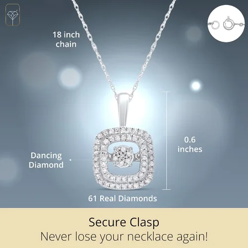 Vista 3 de MAX + STONE Collar con colgante de diamantes bailarines para mujer Colgante de plata de ley con cadena de 18 pulgadas Joyería con diamantes