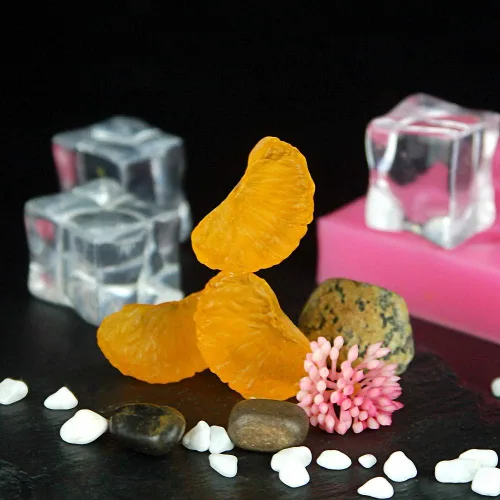 Vista 7 de Molde de silicona 3D para rebanadas de mandarina con 20 palitos de piruleta, segmentos de naranja mandarina, molde de glaseado para pasta de goma