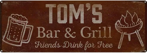 Vista 39 de Adam's Bar and Grill Friends Drink for Free, cartel de aluminio de 5.75 x 15.5 pulgadas, accesorios personalizados para bar y decoración de pared