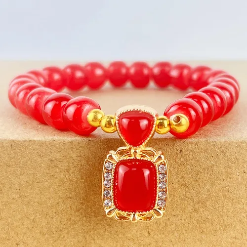 Vista 16 de Pulsera de la suerte para mujeres y hombres, joyería retro sintética con cuentas de ágata, un regalo maravilloso para tus seres queridos