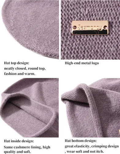 Vista 3 de jaxmonoy Slouchy Knit Beanie Hat for Women Winter Soft Warm Ladies Laightweight Slouch Knitted Skull Beanies Cap mixto púrpura