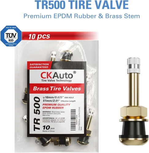 Vista 2 de CKAuto TR500 Vástagos de Válvula de Neumático, Vástagos de Válvula de Metal de 2.01'', Vástago de Válvula de Neumático de Latón de Inserción