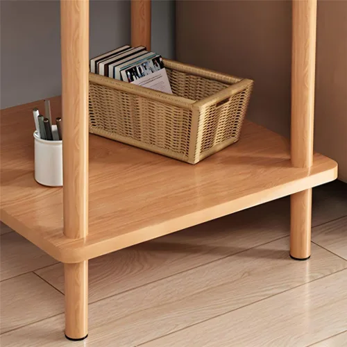 Vista 6 de Mesa auxiliar contemporánea de estilo redondo simple, mesa auxiliar de madera maciza, mesa auxiliar para espacios pequeños, mesitas de noche