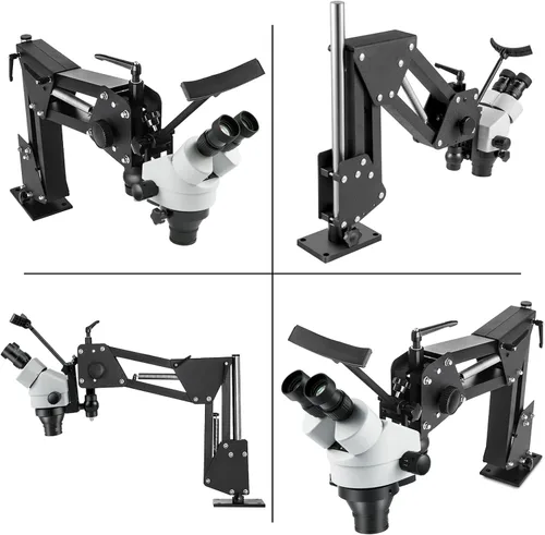 Vista 3 de VEVOR Microscopio de Espejo Microincrustado Multidireccional con Soporte de Resorte 7X-4.5X Herramientas de Joyería de Microajuste Multidireccional
