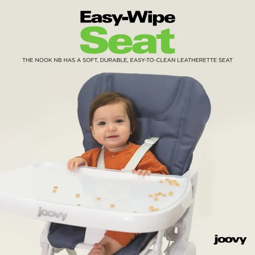 Vista 4 de Joovy Nook NB - Silla alta con bandeja abierta ajustable de cuatro posiciones, asiento reclinable de 3 posiciones y ruedas delanteras para mayor