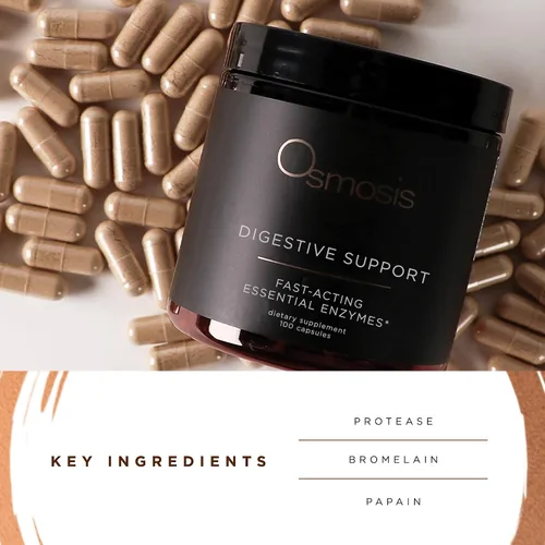 Vista 3 de OSMOSIS Suplemento enzimático de apoyo digestivo para el cuidado de la piel, 100 unidades Bioidentical enzymes improve digestion, regularity &