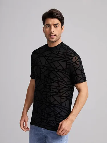 Vista 4 de WDIRARA Camiseta de manga corta con estampado floral para hombre