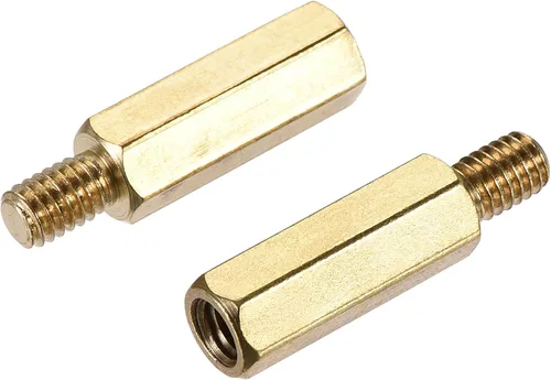 Vista 4 de uxcell M4 - Espaciador hexagonal de latón de 0.669 in+0.236 in macho-hembra, kit de tuercas roscadas para placa base PCB, placa de circuito