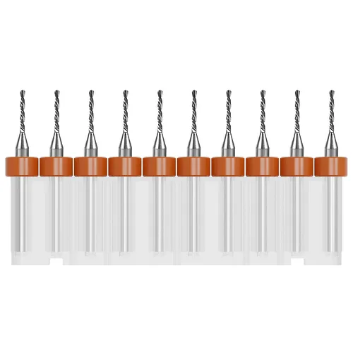 Vista 22 de Juego de 10 brocas para PCB, vástago de 1/8 "0.01 in Micro Twist Bit Carburo de flauta espiral para placa de circuito de impresión Piedra Dremel