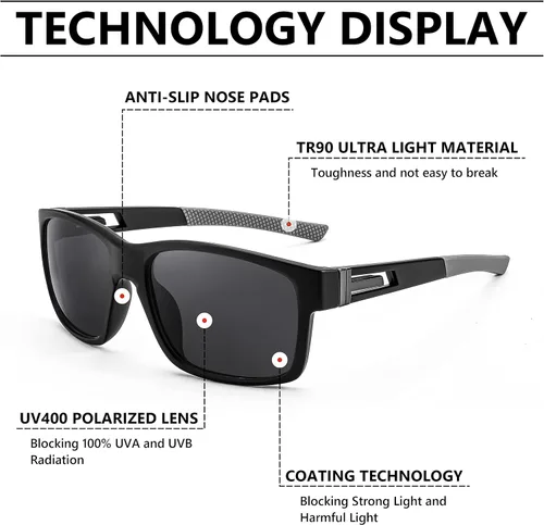 Vista 5 de FEISEDY Gafas de sol polarizadas para hombres y mujeres, para conducir, ciclismo, correr, golf, deportes, gafas ligeras, TR90, marco B2915