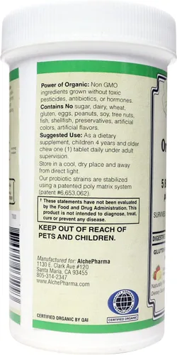 Vista 3 de Organic Kids Comfort (probiótico integral - USDA Organic) vegano masticable (30 masticables de fresa/plátano)
