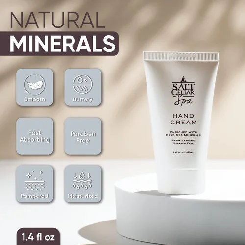 Vista 5 de Salt Cellar Spa - Crema mineral para manos del Mar Muerto, loción hidratante para piel seca y agrietada enriquecida con glicerina, aceite de oliva