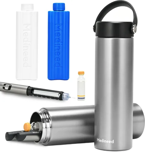 Vista 8 de Medineed Estuche de viaje para insulina aprobado por la TSA, enfriador portátil de medicamentos con paquetes de hielo, organizador de viaje Negro