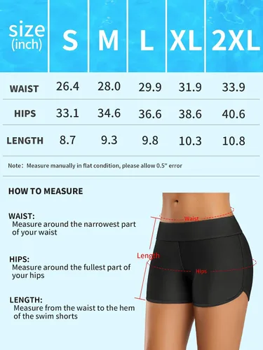 Vista 6 de ALove Pantalones cortos de natación para mujer, parte inferior de traje de baño elástica y lisa