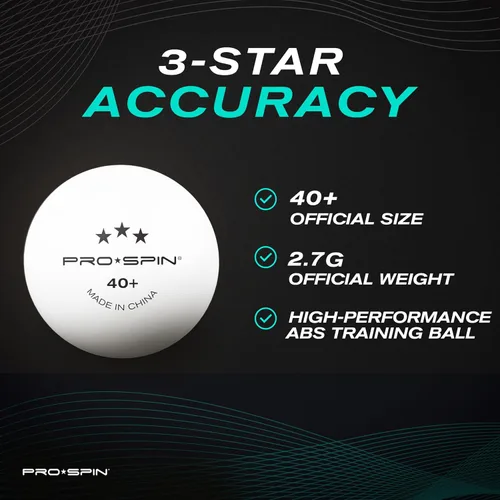 Vista 3 de PRO-SPIN High-Performance Ping Pong Balls (12/24/60 Pack Sizes) White 40+ Table Tennis Balls Premium ABS Plastic Professional Quality
