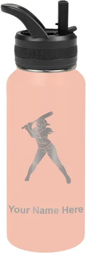 Vista 76 de LaserGram Botella de agua personalizada de 32 onzas, jugador de softbol Regalo grabado para jugadores de sóftbol, acero inoxidable aislado al vacío