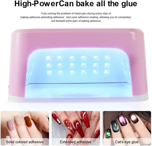 Vista 3 de LIMEGIRL Kit de lámpara de uñas LED UV para esmalte de gel profesional de secado rápido rosa 45 cuentas de lámpara y sensor automático, lámpara