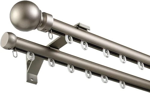 Vista 11 de Ceiling Mounted Double Track Curtain Rail, 3 6 9 ft Curtain Rail Track System for Smooth Ceiling or Wall Silent Heavy Aluminum Duty Curtain Track