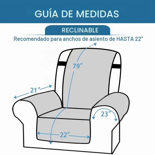 Vista 2 de H.VERSAILTEX - Funda reclinable reversible para sofá y muebles, resistente al agua, 2.0 pulgadas de ancho, correas elásticas para silla reclinable