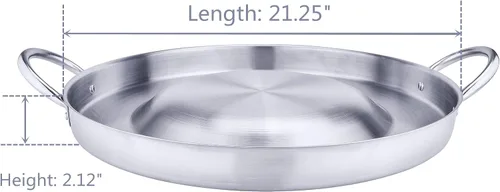 Vista 6 de ARC, CM54 Aprobación NSF de 21.25 pulgadas, resistente acero inoxidable, convexo, Comal Cazo - Utensilios de cocina, wok de estilo mexicano, gran