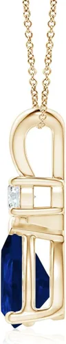 Vista 38 de Angara Colgante de lágrima de zafiro azul natural con diamante en plata/oro macizo de 14 quilates/platino Cumpleaños, compromiso, aniversario