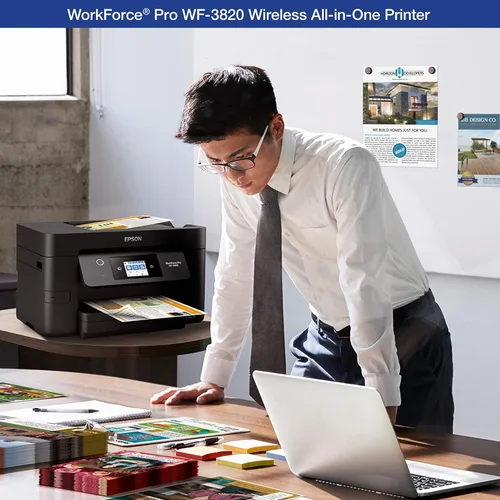 Vista 4 de Epson Workforce Pro WF-3820 Impresora inalámbrica a color todo en uno Print, scan, copy, fax; up to 21 ppm, 35-sheet ADF, auto 2-sided, 250-sheet