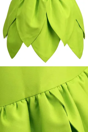 Vista 9 de Kosgraiy Disfraz de Campanilla para niñas, vestido de hada con orejas y alas de elfo duendecillo, vestido de princesa de hadas para Halloween