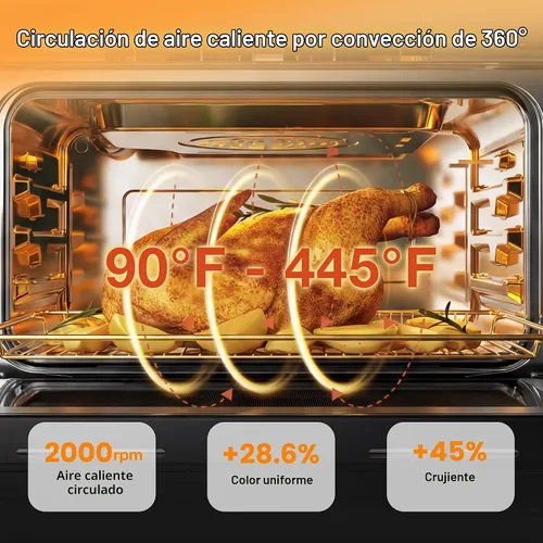 Vista 4 de ROBAM Horno de vapor de convección de encimera 23QT, combo de horno Blanco