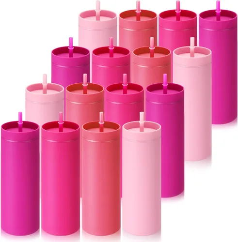 Vista 9 de Baderke - Paquete de 8 vasos delgados de 16 onzas a granel con tapa y Verde oscuro