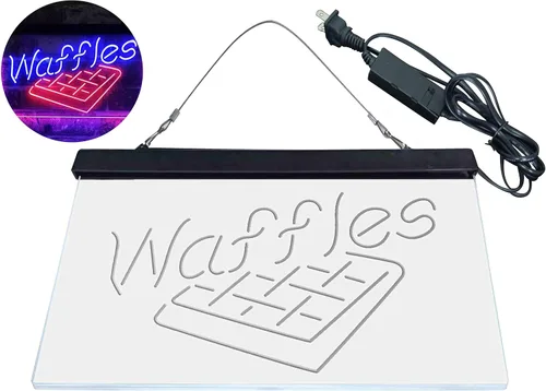 Vista 8 de ADVPRO Waffles Snack Café - Letrero de neón LED de doble color, azul y rojo, 12 x 8 pulgadas st6s32-i3820-br