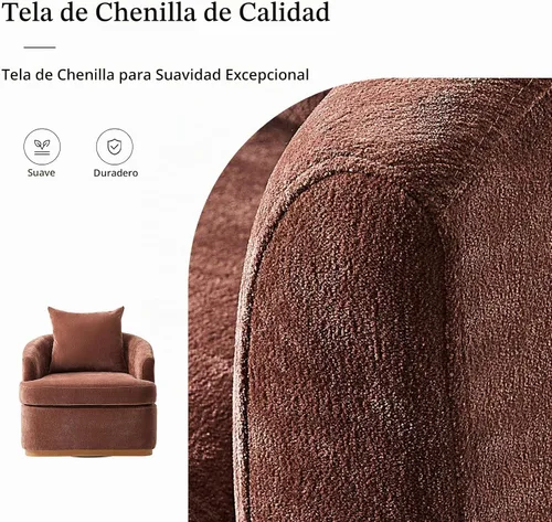 Vista 4 de HULALA HOME Silla giratoria moderna con base de madera maciza, óxido Herrumbre