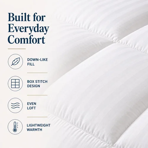 Vista 3 de Continental Bedding Affinity - Edredón alternativo de plumón, 100% algodón, funda de 300 hilos, relleno de edredón para todas las estaciones