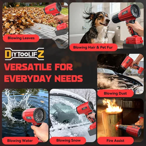 Vista 7 de Soplador de hojas inalámbrico de 800,000 RPM compatible con Milwaukee (solo herramienta), motor sin escobillas, velocidad ajustable, soplador