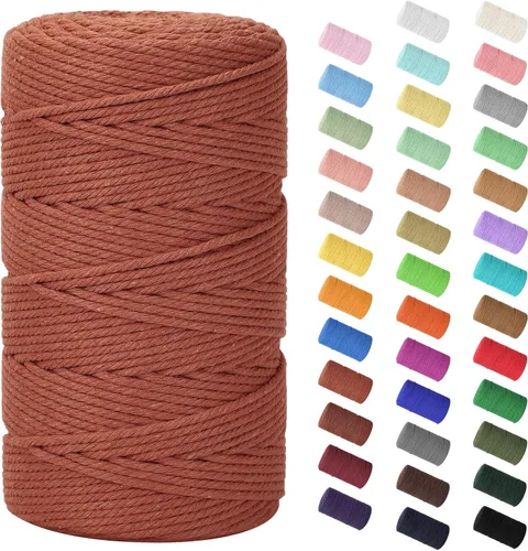 Vista 131 de Cuerda de macramé de 0.079 in x 220 yardas (656 pies), cuerda de algodón natural para colgar en la pared, ganchos de plantas, manualidades Verde