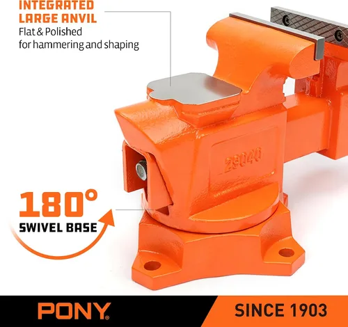 Vista 4 de PONY Tornillo de banco resistente de 4 pulgadas, tornillo de taller