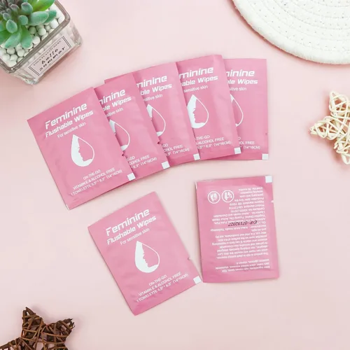 Vista 5 de 50 toallitas femeninas que se pueden tirar por el inodoro, de viaje, envueltas individualmente, toallitas de viaje para mujeres, toallitas húmedas