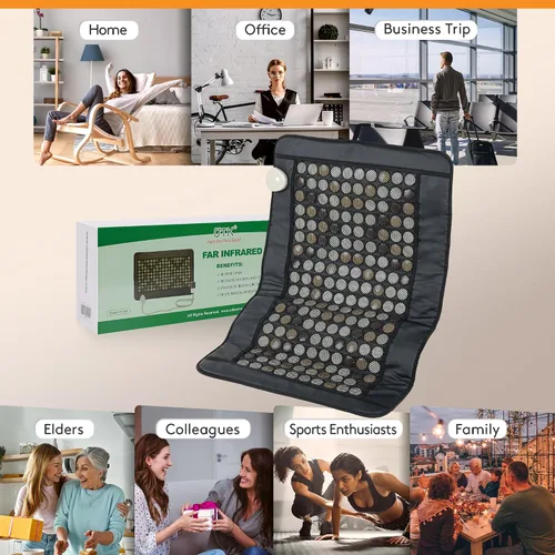 Vista 7 de UTK Almohadilla térmica de infrarrojos lejanos, alivio del dolor 5 veces para espalda, cintura y abdomen, regalo para mujeres y hombres, alfombrilla