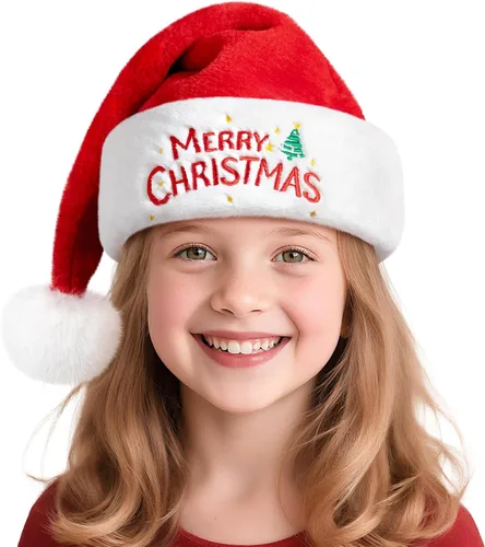 Vista 9 de RJVW Sombrero de Papá Noel de Navidad para niños y bebés, unisex, grueso, de terciopelo, clásico, para fiesta de Año Nuevo