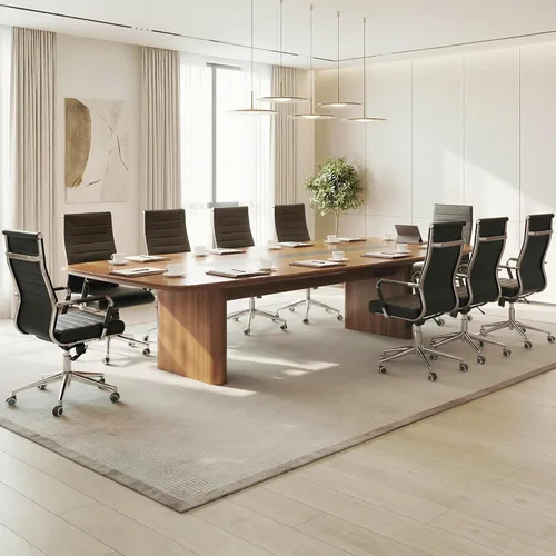Vista 7 de Okeysen Office Desk Chair, Ergonomic Leather Modern Conference Room Chairs, Executive Ribbed Height Adjustable Swivel Rolling Chair for Home Office