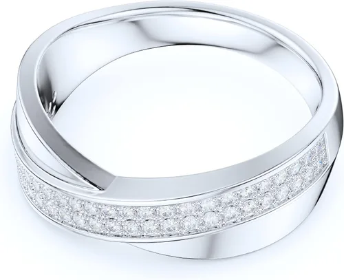 Vista 3 de Sterling Silver 6.5mm Wide X CrissCorss Two Rows Simulated Round Brilliant Cut Diamond or Genuine Moissanite Wedding Ring