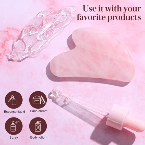 Vista 4 de rosenice Gua Sha Herramientas faciales Guasha Herramienta Gua Sha Jade Piedra para el cuidado de la piel facial Cuerpo Acupuntura Alivia